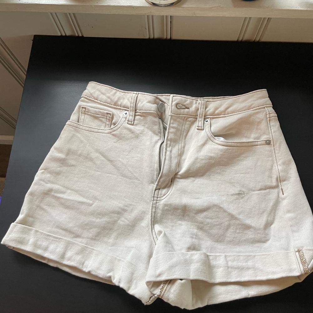Women's Cream Denim Shorts